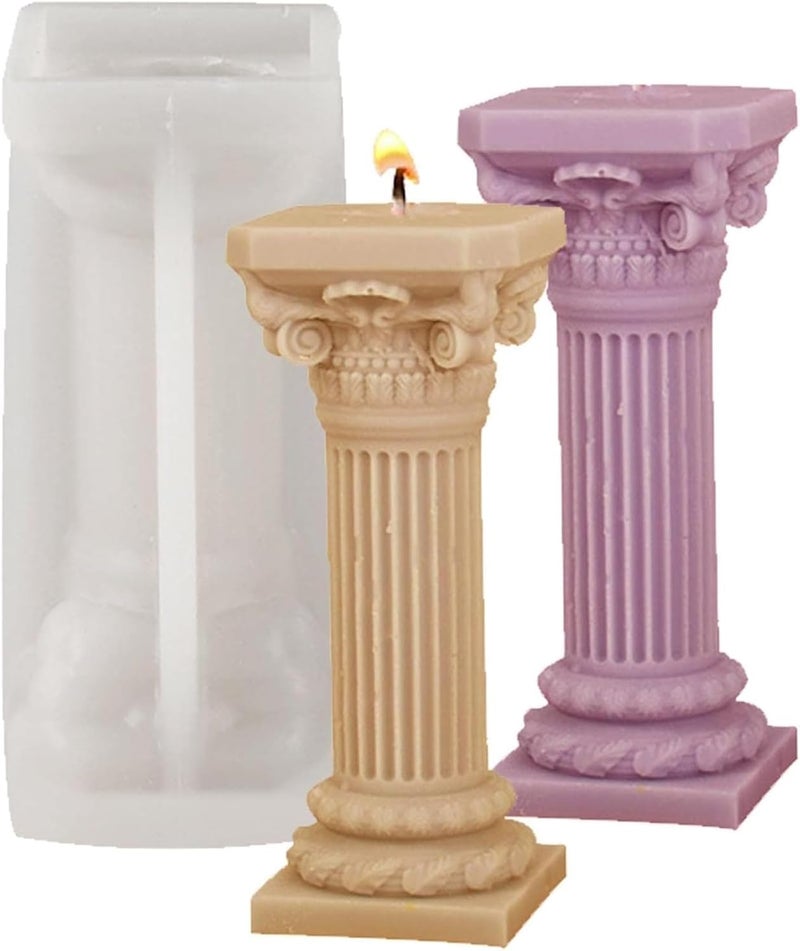 Shoppeecity Roman Pillar Candle Mold I 3D Fondant Greek Cylinder Pillar Silicone Epoxy Mould I for DIY Handmade Chocolate Cake Dcor Aromatherapy Soap Polymer Clay Resin Art Craft Making - Image 1