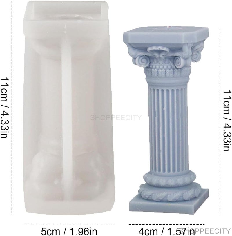 Shoppeecity Roman Pillar Candle Mold I 3D Fondant Greek Cylinder Pillar Silicone Epoxy Mould I for DIY Handmade Chocolate Cake Dcor Aromatherapy Soap Polymer Clay Resin Art Craft Making - Image 5
