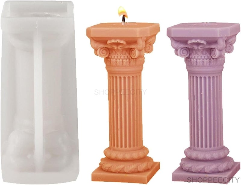Shoppeecity Roman Pillar Candle Mold I 3D Fondant Greek Cylinder Pillar Silicone Epoxy Mould I for DIY Handmade Chocolate Cake Dcor Aromatherapy Soap Polymer Clay Resin Art Craft Making - Image 4