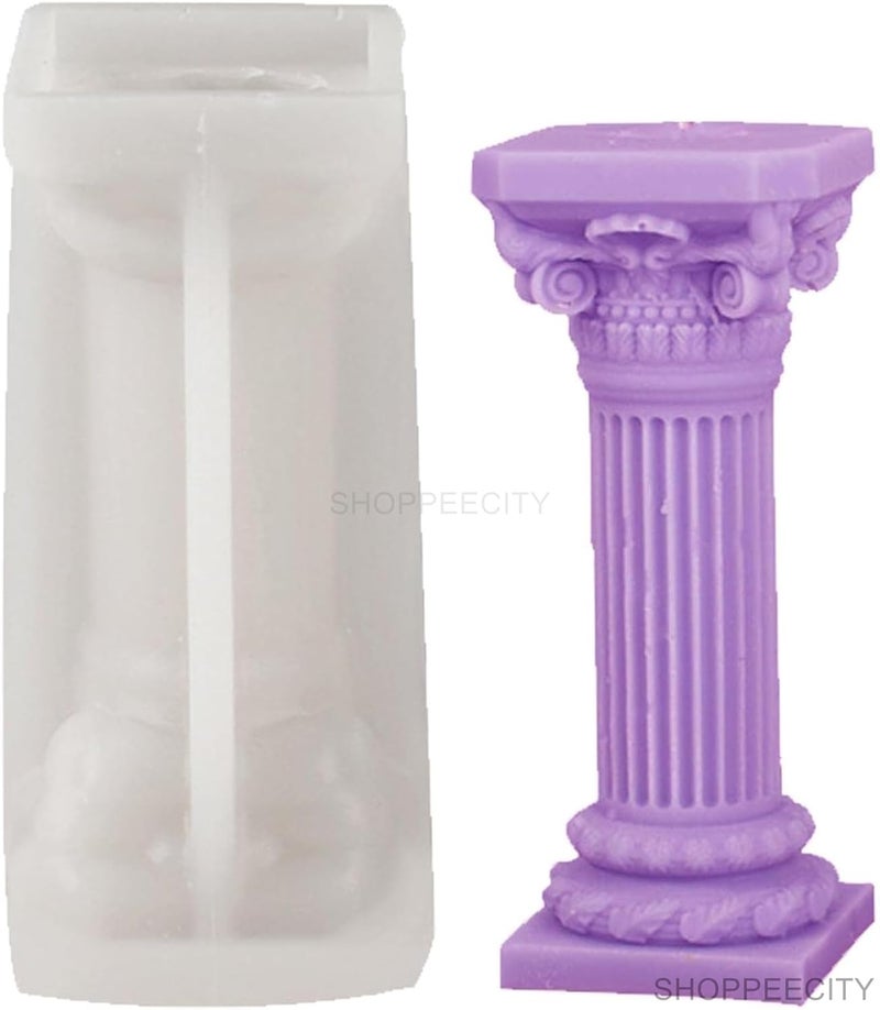 Shoppeecity Roman Pillar Candle Mold I 3D Fondant Greek Cylinder Pillar Silicone Epoxy Mould I for DIY Handmade Chocolate Cake Dcor Aromatherapy Soap Polymer Clay Resin Art Craft Making - Image 2
