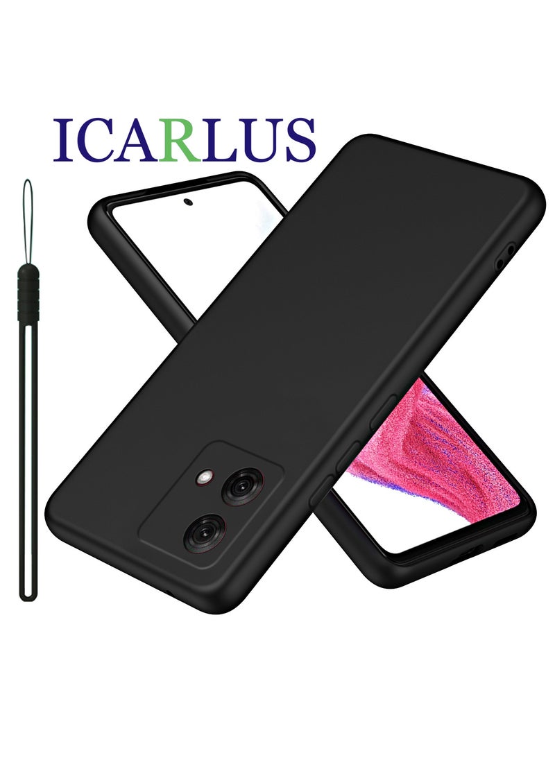 ICARLUS For Motorola Moto G84 5G Case Slim Liquid Silicone Protective Cover Black  - Image 1