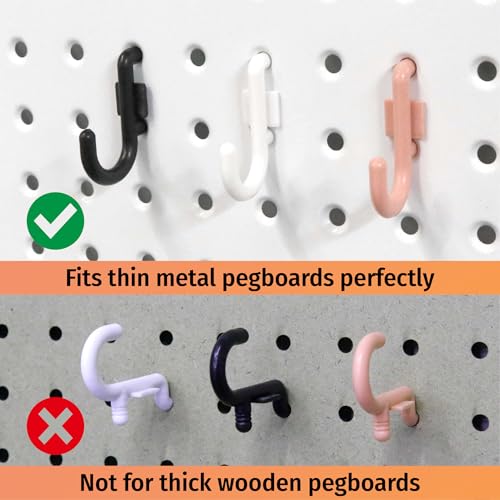HUHOLE Pegboard Plastic Hooks, Designed for 1/4" Metal Pegboard Panel, Black, 100PC - Image 3