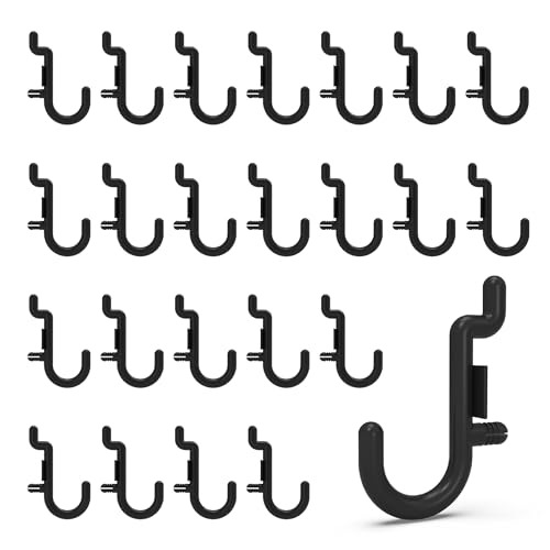 HUHOLE Pegboard Plastic Hooks, Designed for 1/4" Metal Pegboard Panel, Black, 100PC - Image 1