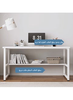 اديببولا طاولة كمبيوتر مع رف كتب أبيض 120x55x73 سم  - Image 5