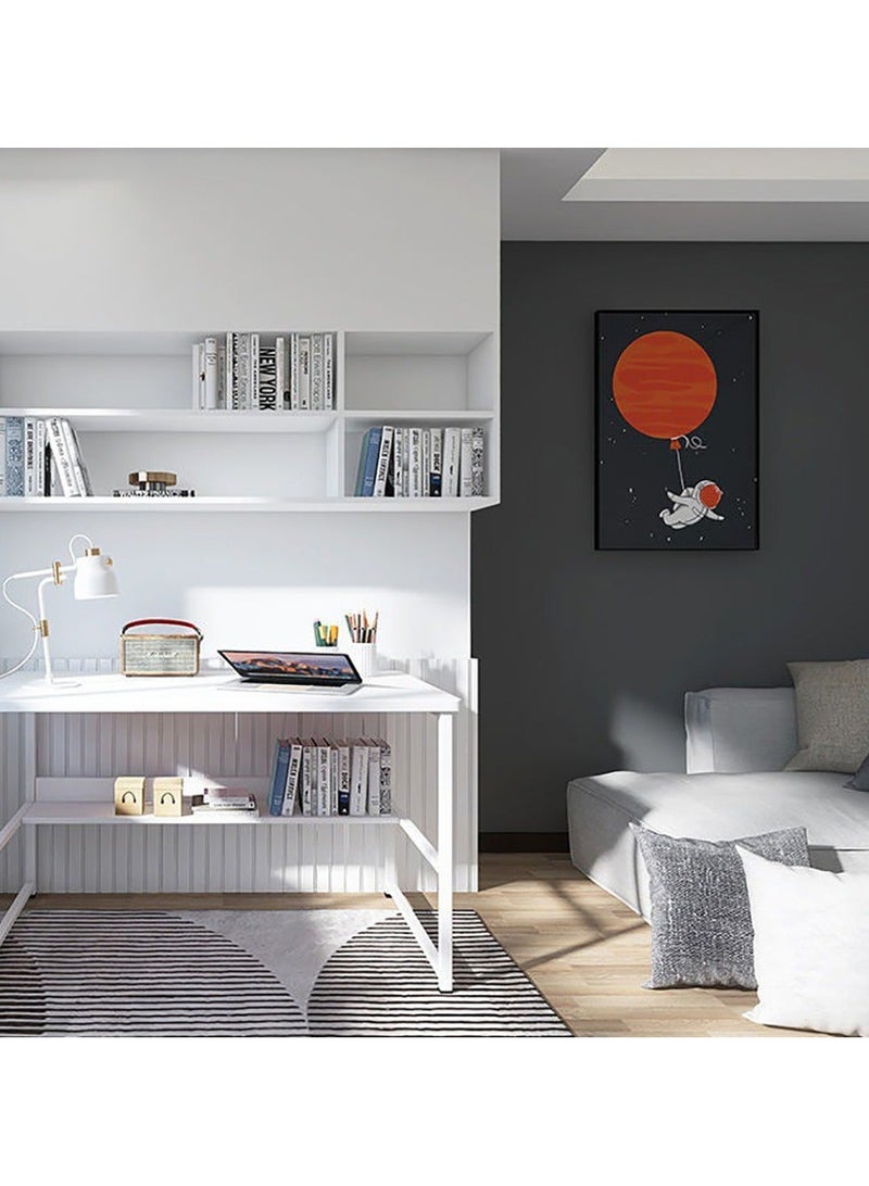 ADEBOLA Computer Table with Bookshelf White 120x55x73cm - Image 4