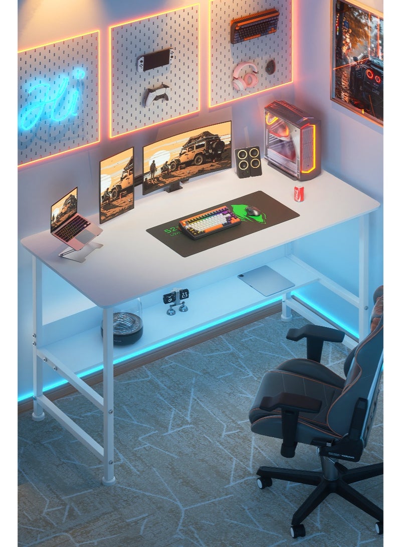 ADEBOLA Computer Table with Bookshelf White 120x55x73cm - Image 1