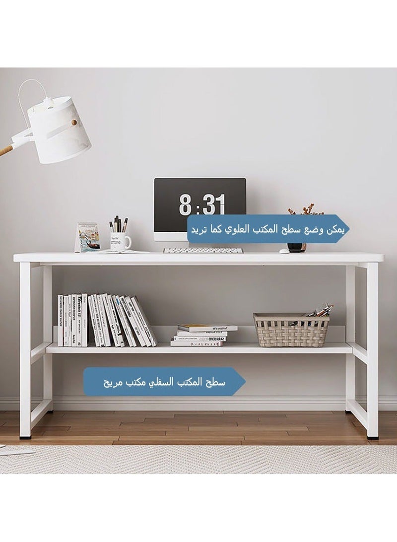 ADEBOLA Computer Table with Bookshelf White 120x55x73cm - Image 5