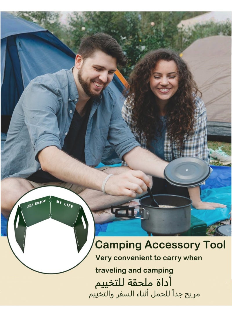 بي إس واقي رياح لموقد خارجي - واقي رياح قابل للطي للتخييم بأربعة ألواح | مع حقيبة تخزين | واقي رياح من الفولاذ المقاوم للصدأ | للاستخدام في الهواء الطلق والنزهات وحمل الحقائب والطهي (أخضر) - Image 3