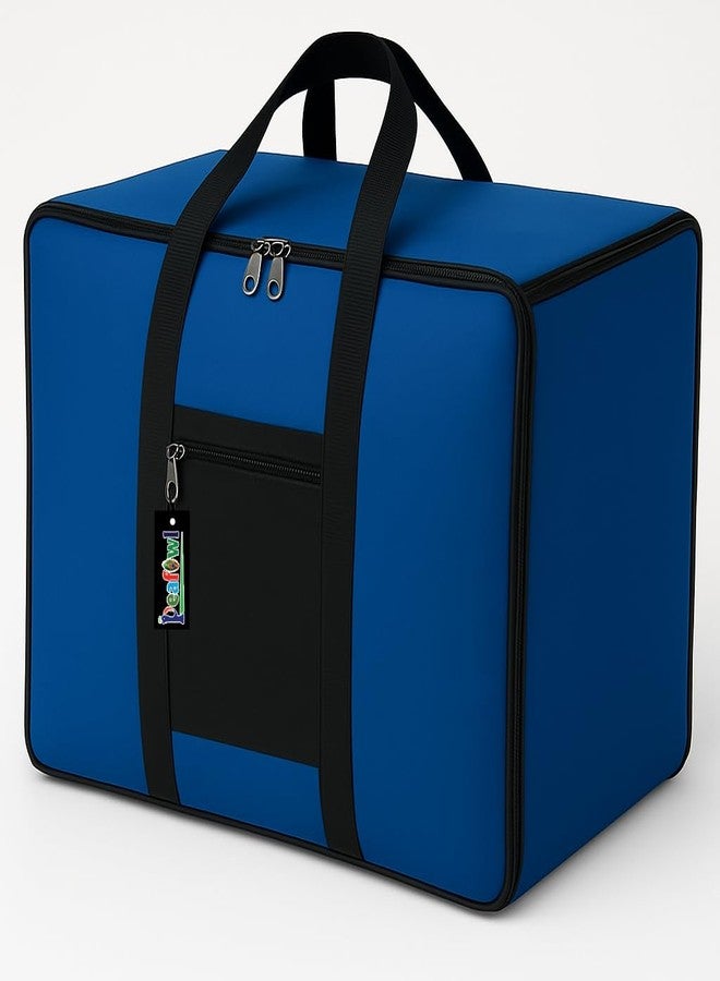 Peafowl Nylon Storage Bag, Zipper Closure, Multicolor, 56x46x28 cm, Lightweight, Foldable, Adjustable, Handle, for Clothes, Bedding, Blankets, Rectangular, 1 Piece - Image 3