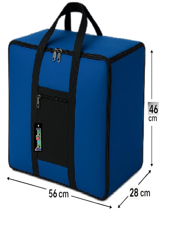 Peafowl Nylon Storage Bag, Zipper Closure, Multicolor, 56x46x28 cm, Lightweight, Foldable, Adjustable, Handle, for Clothes, Bedding, Blankets, Rectangular, 1 Piece - Image 5