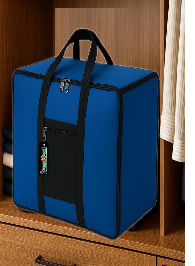 Peafowl Nylon Storage Bag, Zipper Closure, Multicolor, 56x46x28 cm, Lightweight, Foldable, Adjustable, Handle, for Clothes, Bedding, Blankets, Rectangular, 1 Piece - Image 4
