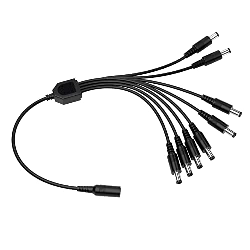 KEBILSHOP DC 1 Female to 8 Male Output Power Splitter Cable Y Adapter for CCTV Accessories (1 Dc Female to 8 Dc Male),Black - Image 1