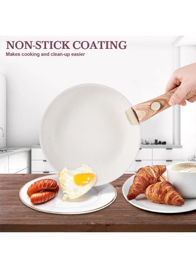 طقم حلة ومقلاة غير لاصق - أطقم أواني مطبخ بمقابض قابلة للفصل، طقم طهي للتخييم بمقابض قابلة للإزالة، آمن للفرن والشواية لحد ٥٥٠ ف، طاسات غير سامة للطهي، طقم حلول للمطبخ كهديه - Image 3