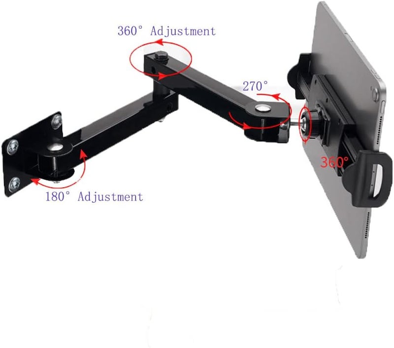 FUZADEL Wall Mount Tablet Holder Swivel Aluminum 360°Rotation Tablet Stand Wall Mount Stand Wall Extendable Tablet holder wall mount swivel with arm for ipad Wall Mounted bracket,for Tablet/Phone 7"-13" - Image 3