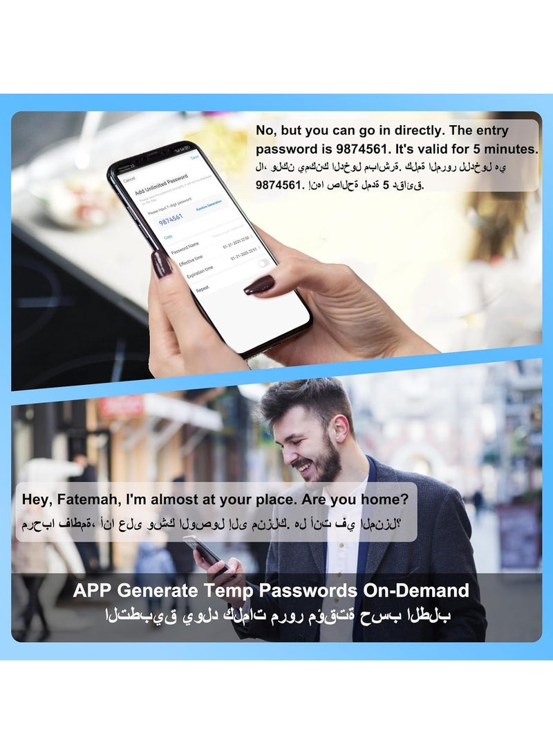 نورة قفل ذكي Acotsun - قفل باب ذكي يعمل عبر الواي فاي وفق المواصفات السعودية (نموذج 4585) - 5 في 1، تحكم عن بُعد عبر Tuya APP، مع مفتاح تقليدي، بطاقات RFID، فتح بالبصمة ولوحة رقمية - Image 4