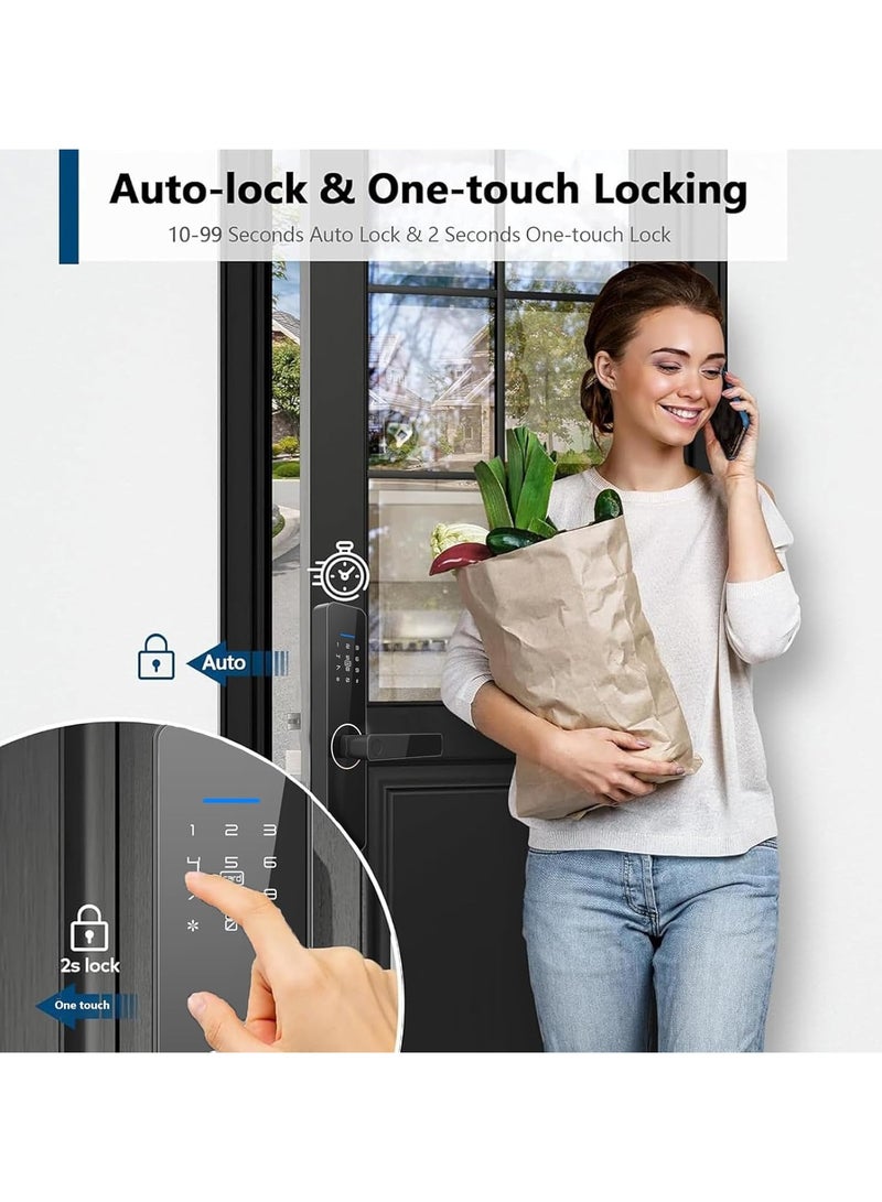 نورة قفل ذكي Acotsun - قفل باب ذكي يعمل عبر الواي فاي وفق المواصفات السعودية (نموذج 4585) - 5 في 1، تحكم عن بُعد عبر Tuya APP، مع مفتاح تقليدي، بطاقات RFID، فتح بالبصمة ولوحة رقمية - Image 5