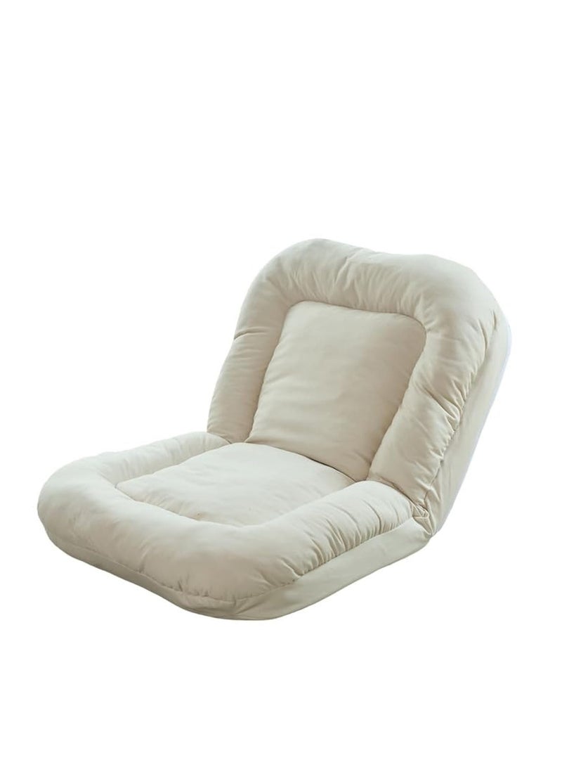 كول بيبي أريكة أرضية داخلية قابلة للتعديل بـ 5 مقاعد مع مسند ظهر ووسادة قابلة للطي وأريكة ألعاب وصالة للكبار رائعة للتأمل والقراءة والاسترخاء باللون الأبيض - Image 1