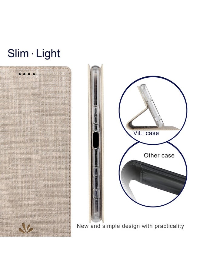 For Sony Xperia Ace II ViLi DMX Series Shockproof TPU + PU Leather Magnetic Attraction Horizontal Flip Case with Card Slot & Holder(Gold)