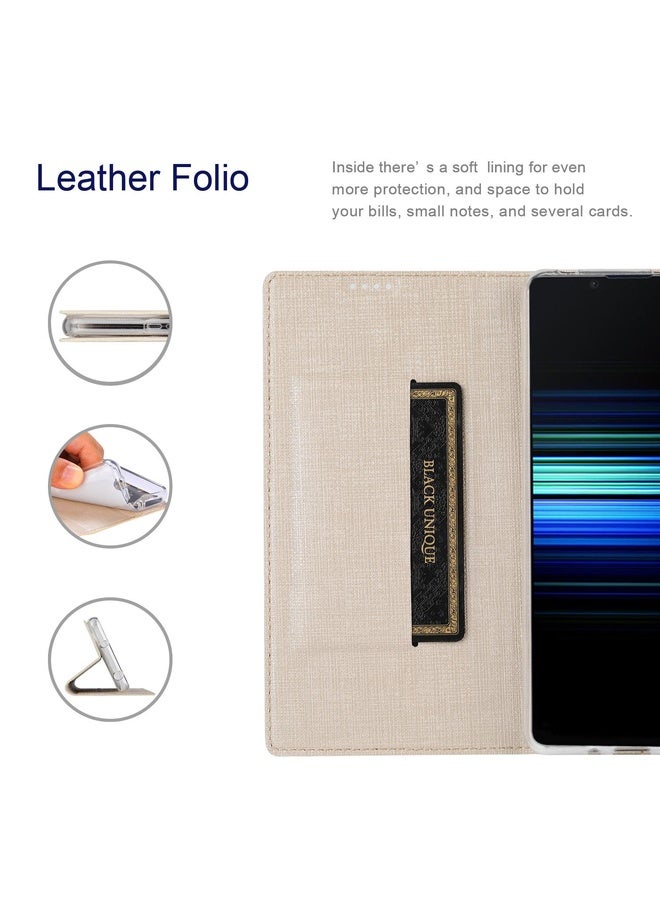 For Sony Xperia Ace II ViLi DMX Series Shockproof TPU + PU Leather Magnetic Attraction Horizontal Flip Case with Card Slot & Holder(Gold)