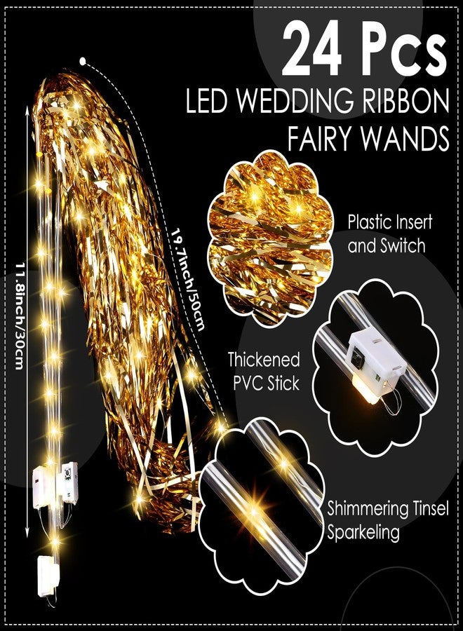 مجموعة من 24 قطعة من عصي الزفاف المضيئة من Simgoing، زينة حفلات الزفاف المضيئة بمصابيح LED، زينة حفلات الزفاف، زينة حفلات أعياد الميلاد وحفلات استقبال المولود الجديد (لون الشمبانيا الذهبي) - Image 2