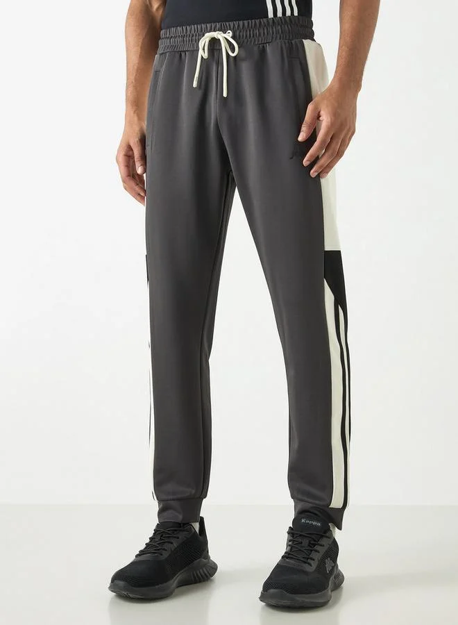 Kappa Panelled Joggers with Pockets and Drawstring Closure