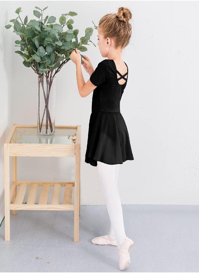 Stelle Stelle Girls Ballet Leotards Dance Dress Skirted Toddler Ballet Outfit Criss-Cross Back (Toddler/Little Girl/Big Girl) (Black, 7-8 Years)  - Image 1