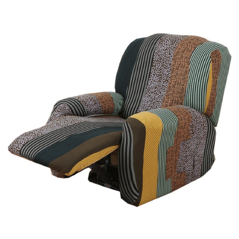 KRFOONN Recliner Slipcovers Printed Stretch Sofa Cover 4-Piece Lazy Boy Chair Covers Furniture Protector Leather Recliner Chair Cover with Side Pocket for Rocking Recliner, B20 - Image 1