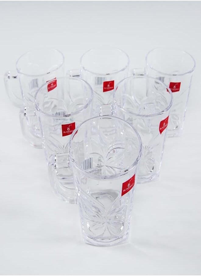 Blinkmax Blink Max brand cup set, pure glass, set of 6 pieces, code: 68-2, butterfly square 
