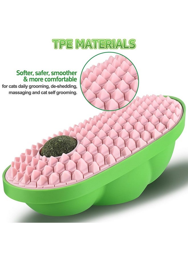 هافيت مجموعة من لعبتي كاتنيب من هافيت للقطط المنزلية، كرات كاتنيب لاصقة على الحائط للقطط للعقها وتدليكها والعناية بنفسها (أصفر ووردي) - Image 5