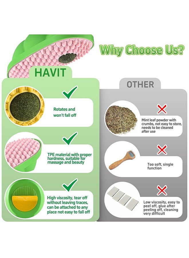 هافيت مجموعة من لعبتي كاتنيب من هافيت للقطط المنزلية، كرات كاتنيب لاصقة على الحائط للقطط للعقها وتدليكها والعناية بنفسها (أصفر ووردي) - Image 4