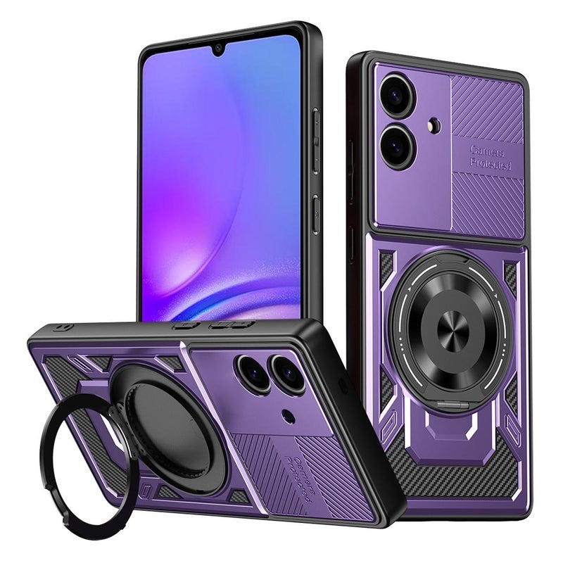 HuHa Protective Cover For Samsung Galaxy A05 Armor Rotating Holder MagSafe Phone Case(Purple) - Image 1