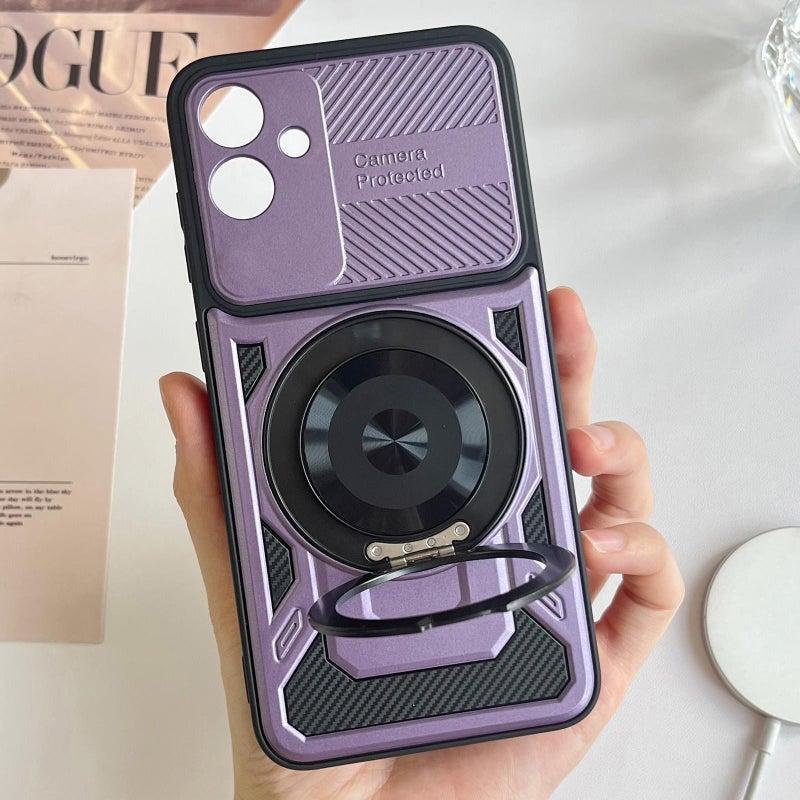 HuHa Protective Cover For Samsung Galaxy A05 Armor Rotating Holder MagSafe Phone Case(Purple) - Image 2