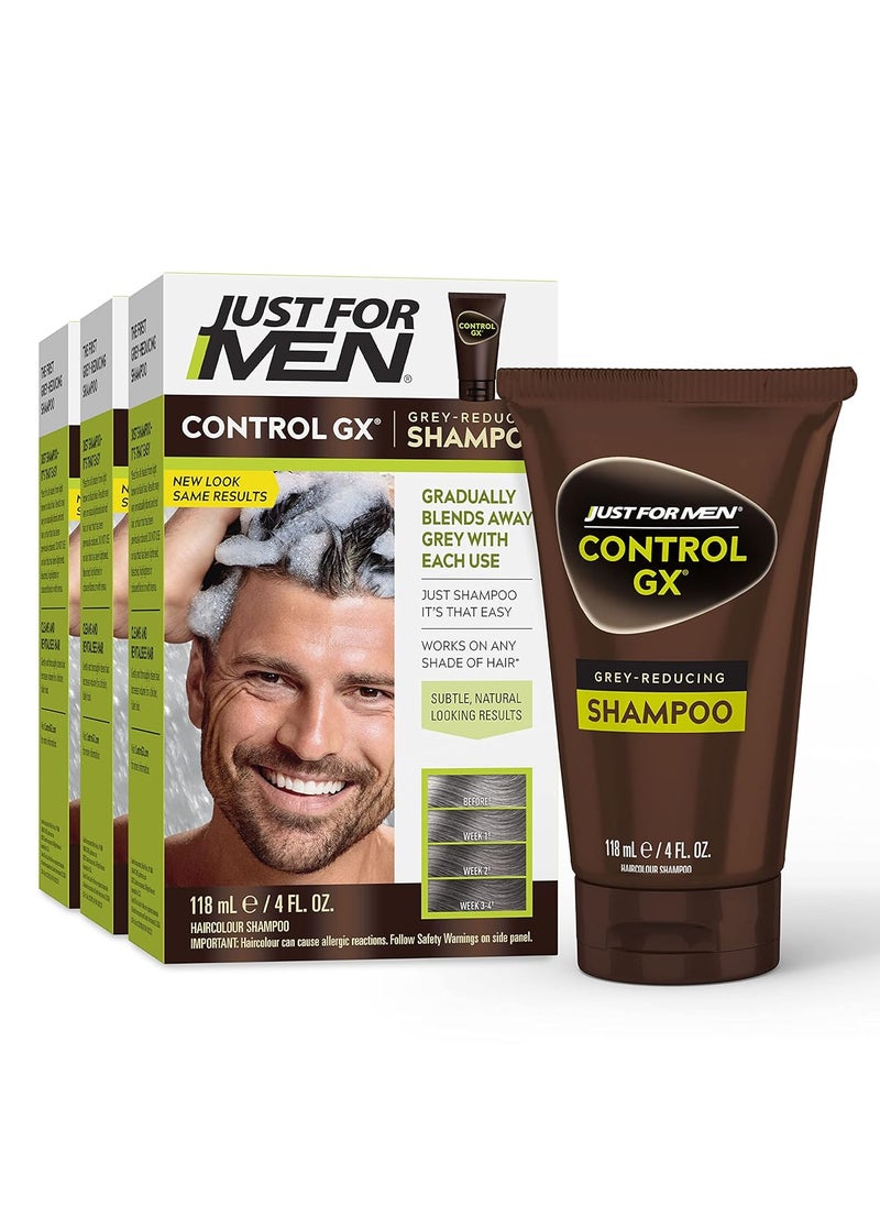 Just For Men - Just For Men Control GX Grey Reducing Shampoo Gradual Hair Color for Stronger and Healthier Hair 4 Fl Oz  Pack of 3 Packaging May Vary - Image 1