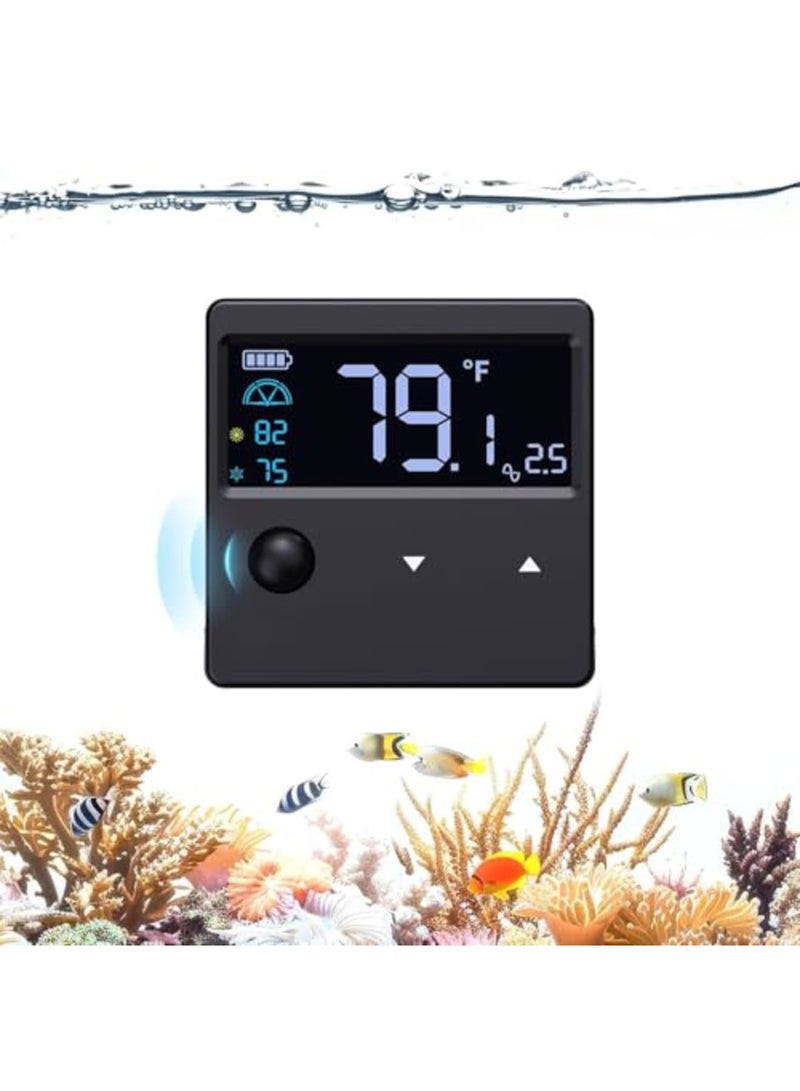Aquarium Thermometer Digital with Motion Sensor for Glass Tank, Accurate to ±1℉, LCD Display with Alarm, Fish Tank Temperature Gauge, Suitable for Aquatic and Betta Fish Tanks (Black) - Image 1