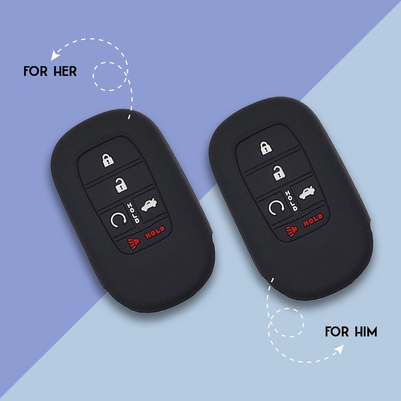 Autobase Silicone Key Fob Cover for Honda Civic Accord HR-V CR-V Pilot - 2 Pcs (Black) - Image 4