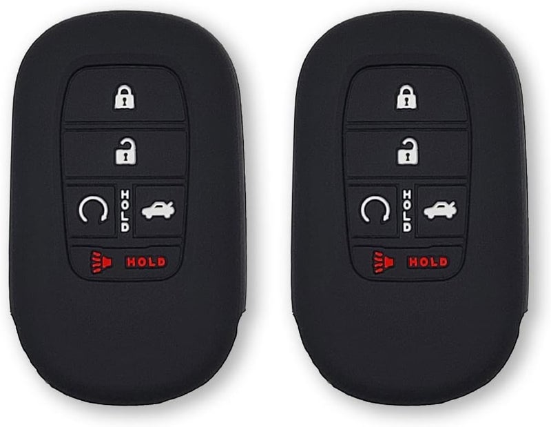 Autobase Silicone Key Fob Cover for Honda Civic Accord HR-V CR-V Pilot - 2 Pcs (Black) - Image 1
