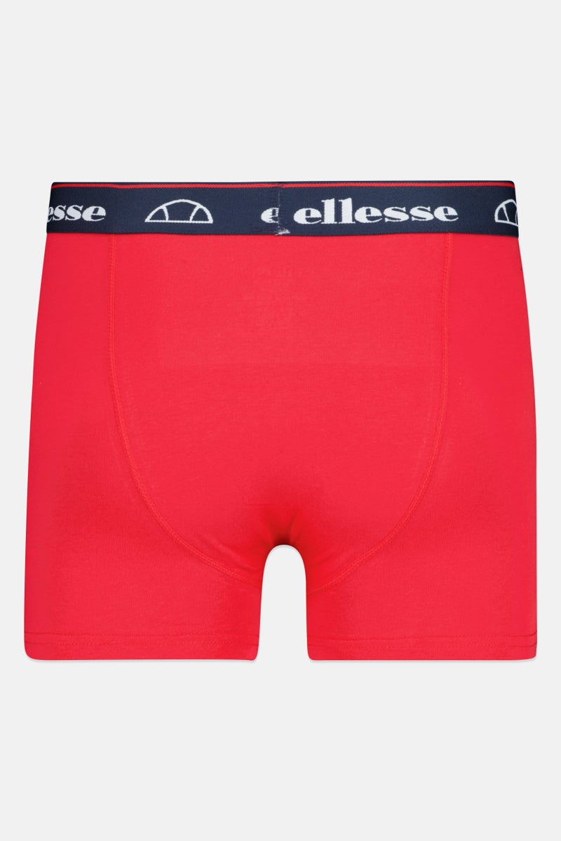 Ellesse Men 3 Pieces Brand Logo Trunks, Navy/Red - Image 4