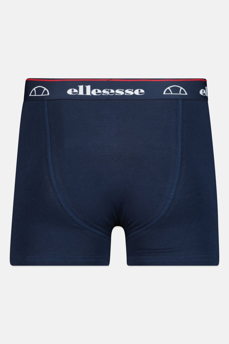 Ellesse Men 3 Pieces Brand Logo Trunks, Navy/Red - Image 3