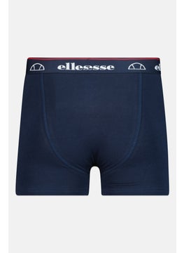 Ellesse Men 3 Pieces Brand Logo Trunks, Navy/Red  - Image 3