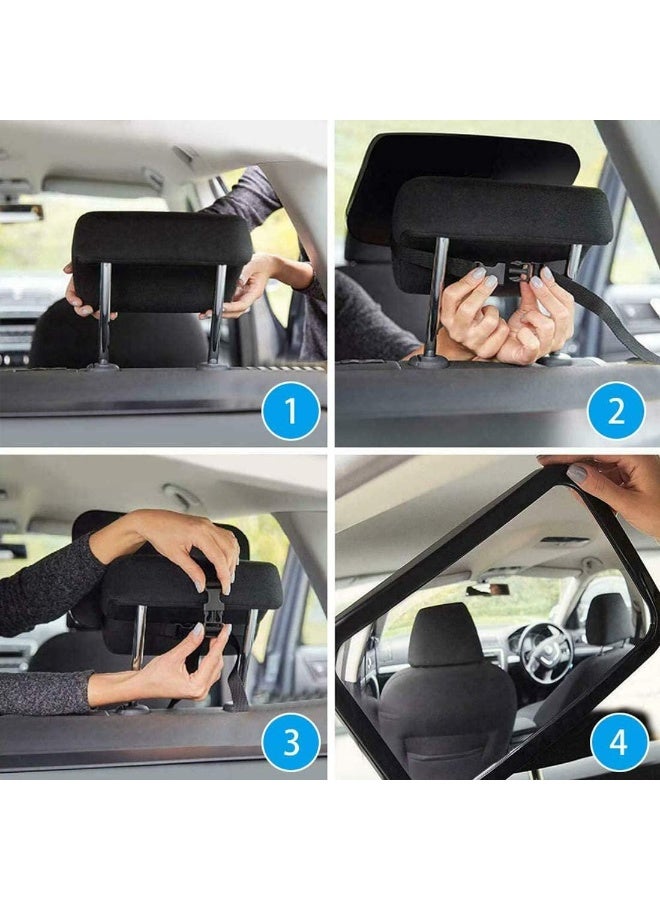 Car Backseat Safety Mirror, Peace of Mind to Keep An Eye on Baby in A Rear Facing Child Seat Premium Black Frame Car Rear View Baby Car Seat Mirror for Baby Back Seat Child Seats - Image 4