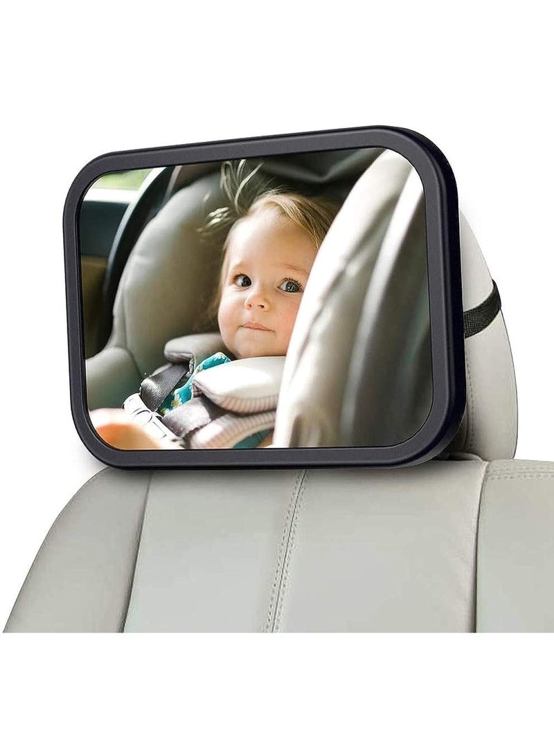 Car Backseat Safety Mirror, Peace of Mind to Keep An Eye on Baby in A Rear Facing Child Seat Premium Black Frame Car Rear View Baby Car Seat Mirror for Baby Back Seat Child Seats - Image 1