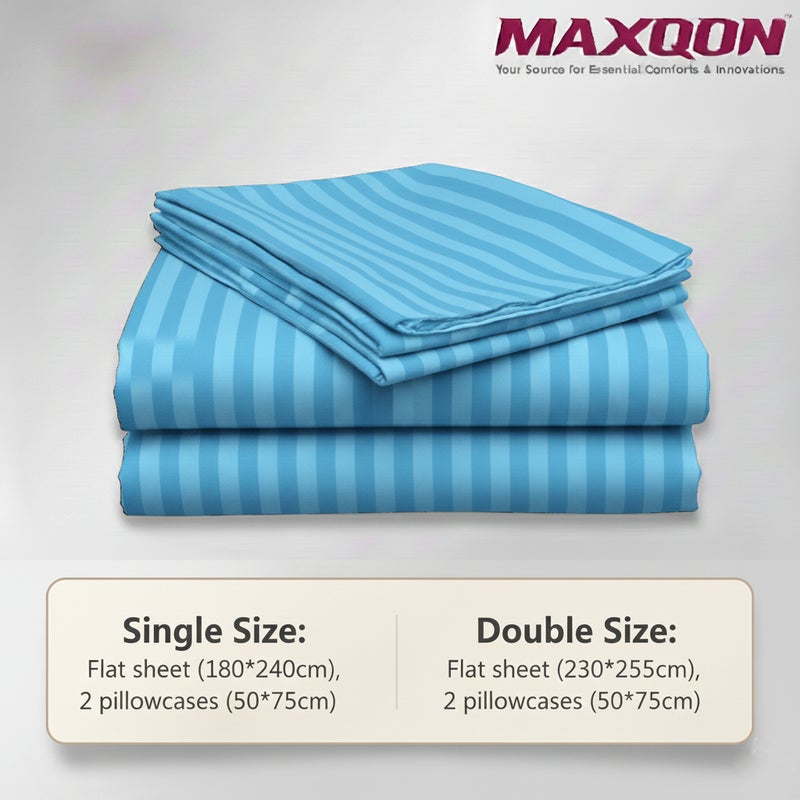 ماكسكون طقم ملاية سرير مايكروفايبر فاخر مكوّن من 3 قطع – ملاية مسطحة مقاس (230×255 سم) مع 2 كيس وسادة (50×75 سم) – ناعم جداً، قابل للتنفس، ومقاوم للتجاعيد – مناسب لأسرة الكوين والكينج – مثالي للاستخدام المنزلي والفندقي - Image 3