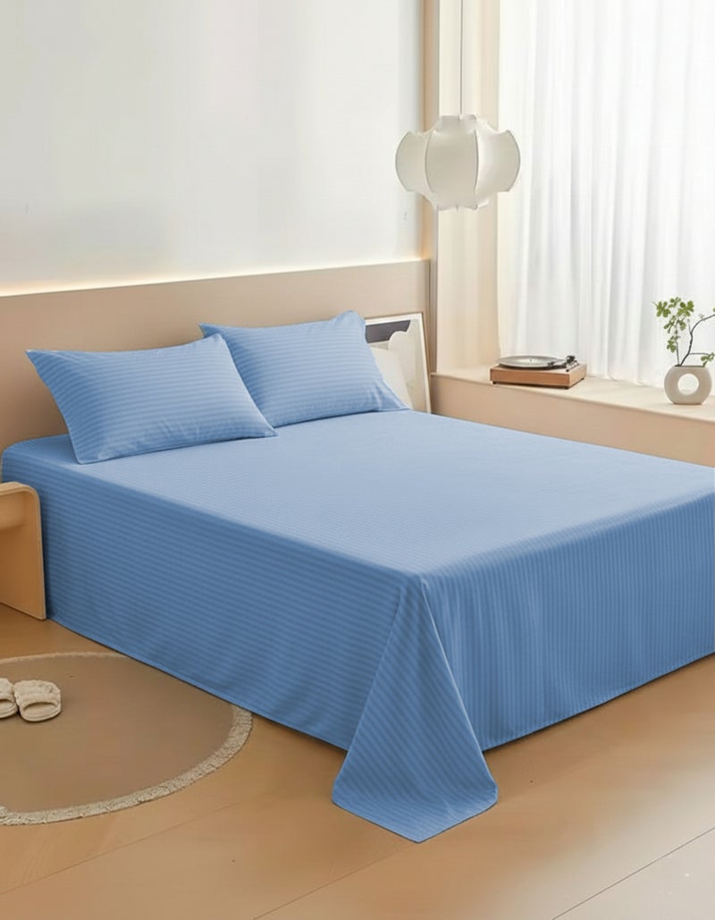 ماكسكون طقم ملاية سرير مايكروفايبر فاخر مكوّن من 3 قطع – ملاية مسطحة مقاس (230×255 سم) مع 2 كيس وسادة (50×75 سم) – ناعم جداً، قابل للتنفس، ومقاوم للتجاعيد – مناسب لأسرة الكوين والكينج – مثالي للاستخدام المنزلي والفندقي - Image 2