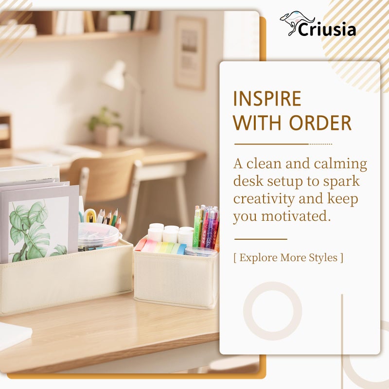 Criusia 15 Pack Drawer Organizer for Clothes, Foldable Dresser Dividers with 3 Sizes, Fabric Storage Bins â€“ Beige - Image 3