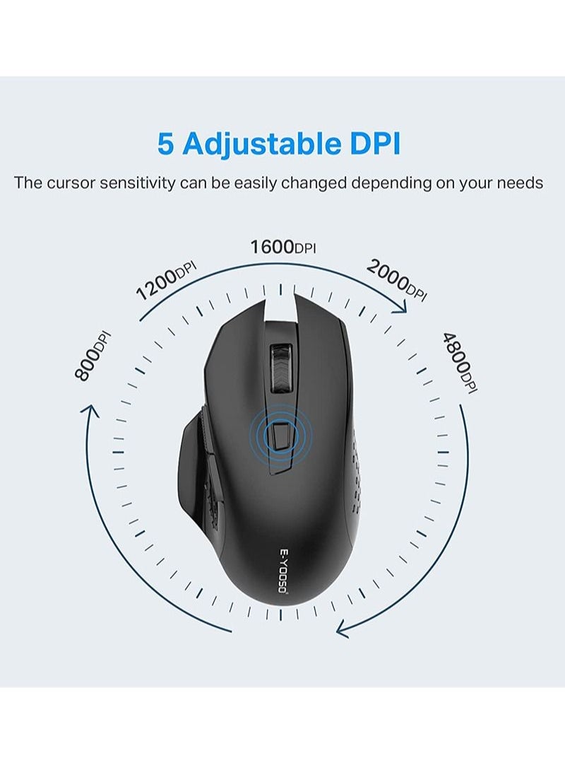 E-YOOSO - X-26 2.4G Wireless Mouse Ergonomic Wireless Optical Mouse for Laptop, Windows, PC 6key 5 DPI - Image 1
