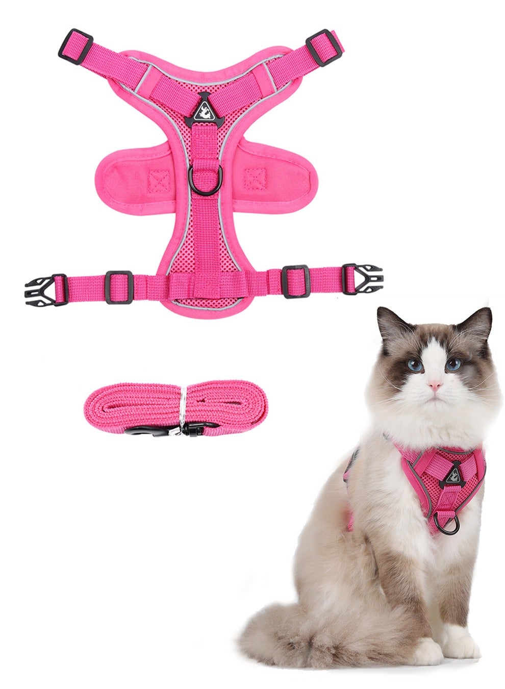 Breathable Dog and Cat Harness and Leash Set for small and medium pets, with Reflective Strips, Elastic and Buckle Dual Adjustment, Breathable and No choke