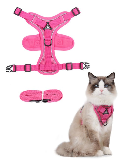 Breathable Dog and Cat Harness and Leash Set for small and medium pets, with Reflective Strips, Elastic and Buckle Dual Adjustment, Breathable and No choke