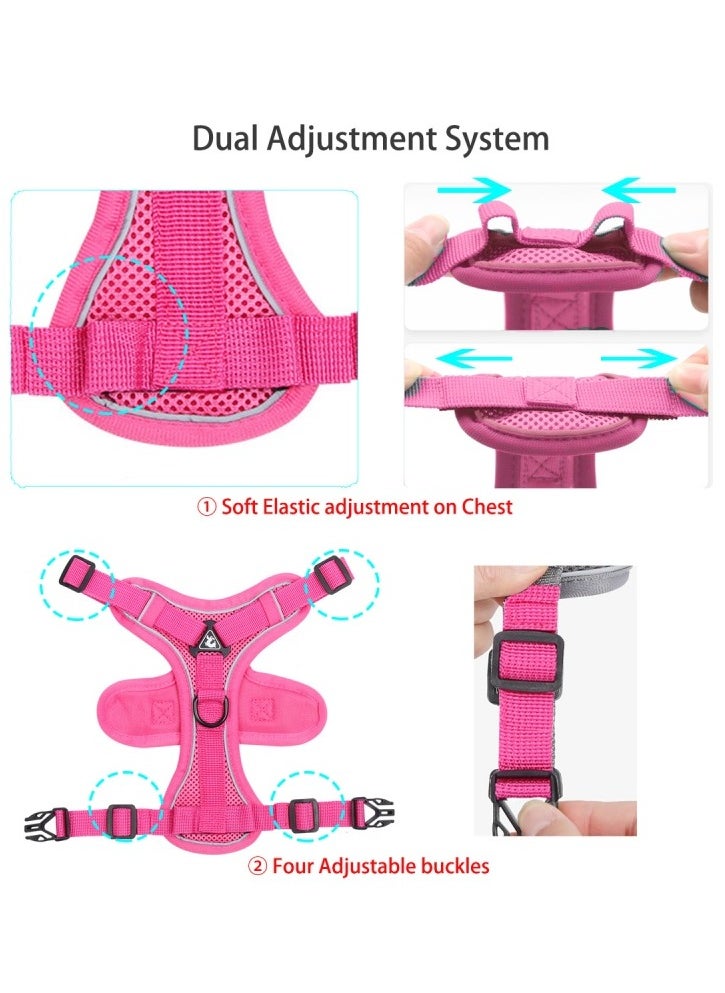 Breathable Dog and Cat Harness and Leash Set for small and medium pets, with Reflective Strips, Elastic and Buckle Dual Adjustment, Breathable and No choke