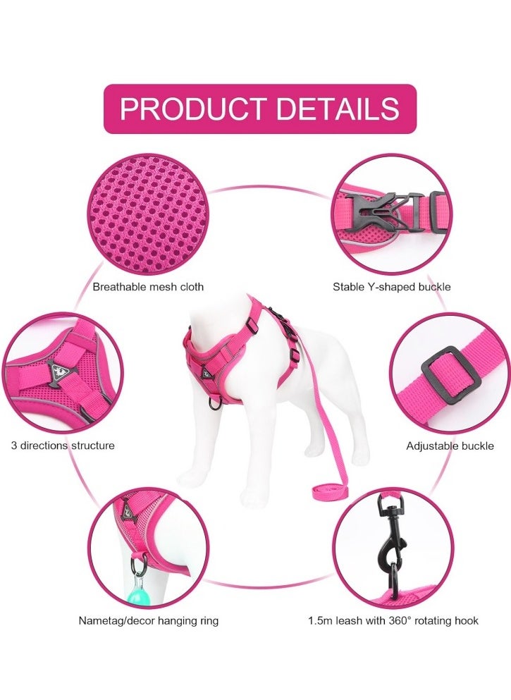 Breathable Dog and Cat Harness and Leash Set for small and medium pets, with Reflective Strips, Elastic and Buckle Dual Adjustment, Breathable and No choke