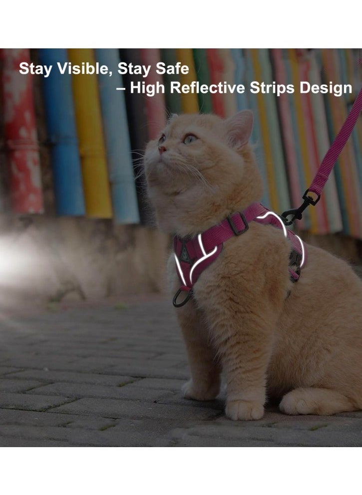 Breathable Dog and Cat Harness and Leash Set for small and medium pets, with Reflective Strips, Elastic and Buckle Dual Adjustment, Breathable and No choke